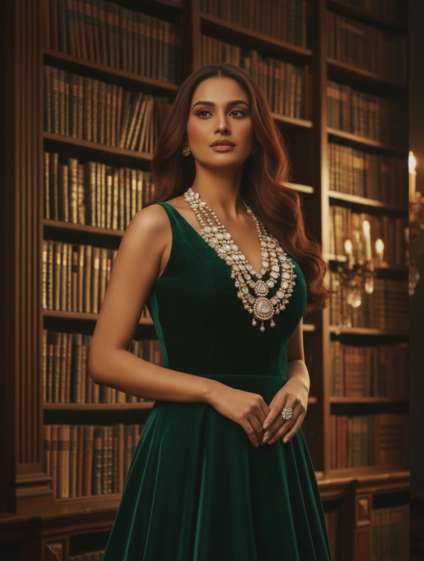 Sheesh Mahal Gold-plated Polki Mala