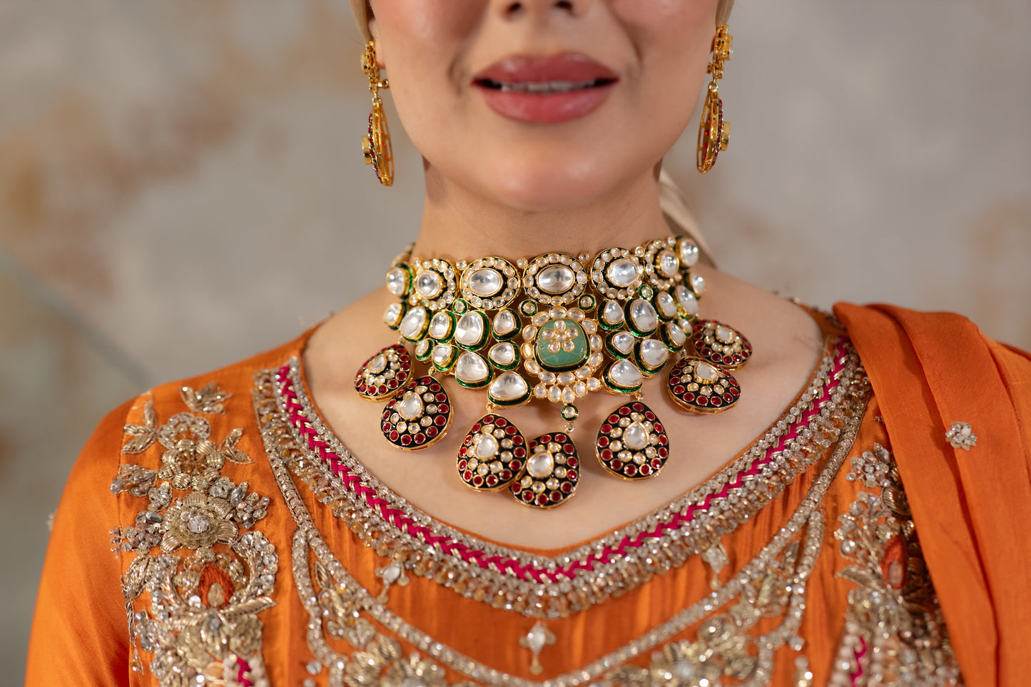 Zeenat Meenakari and Moissanite Polki Bridal Set