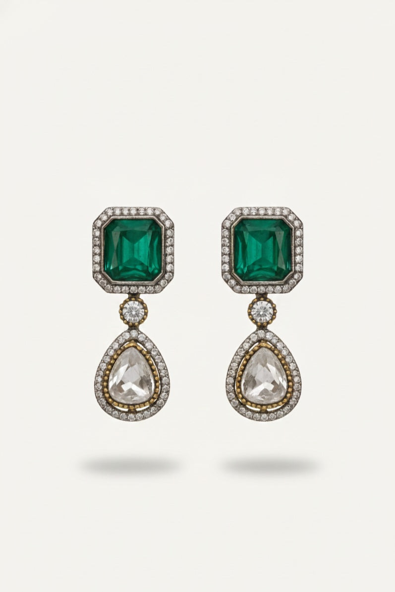 Emerald Doublet and Moissanite Necklace Set