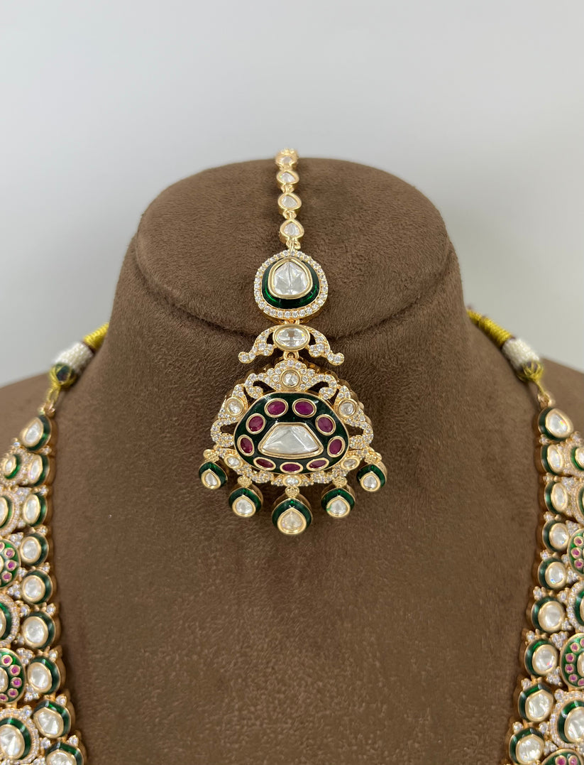 Noor-e-Riyasat Moissanite Polki Long Necklace Set