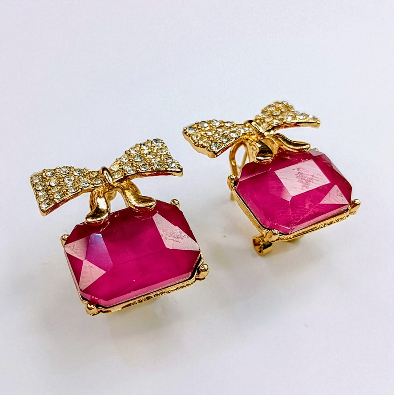 The Diamante Bow Drops | Crystal Gem & Bow Stud