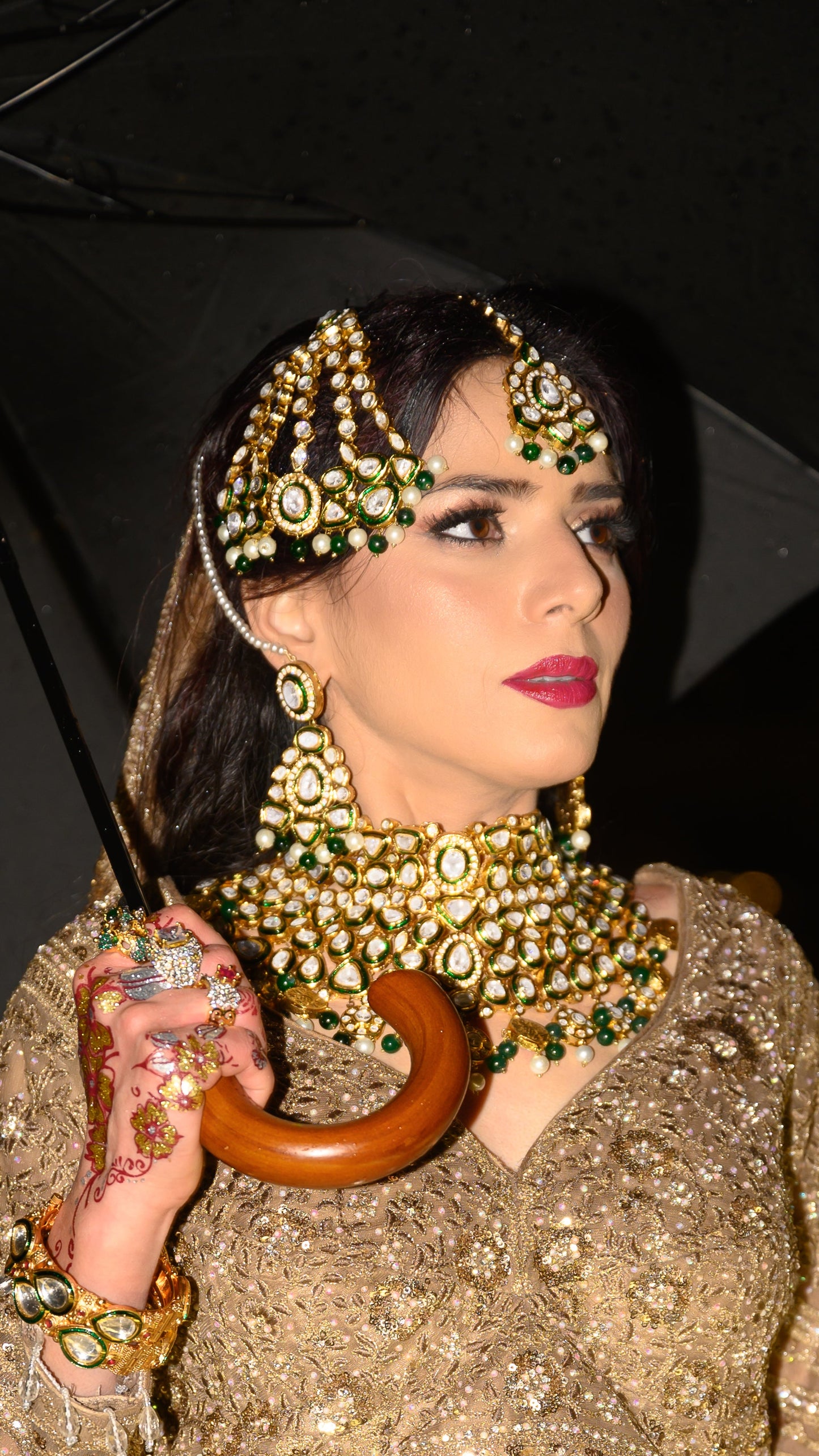 Noor-ul-Qamar Gold-plated Polki Bridal Choker Set