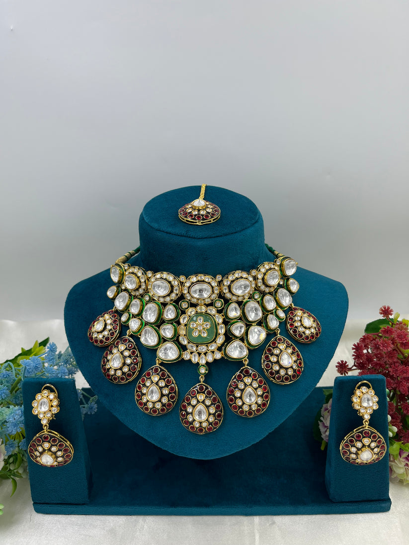 Zeenat Meenakari and Moissanite Polki Bridal Set