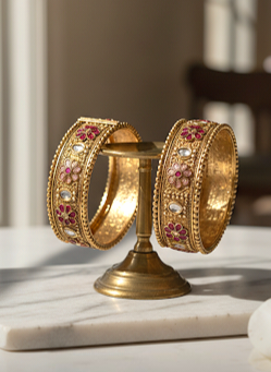 Ruby Gold-plated Rajwadi Bangles