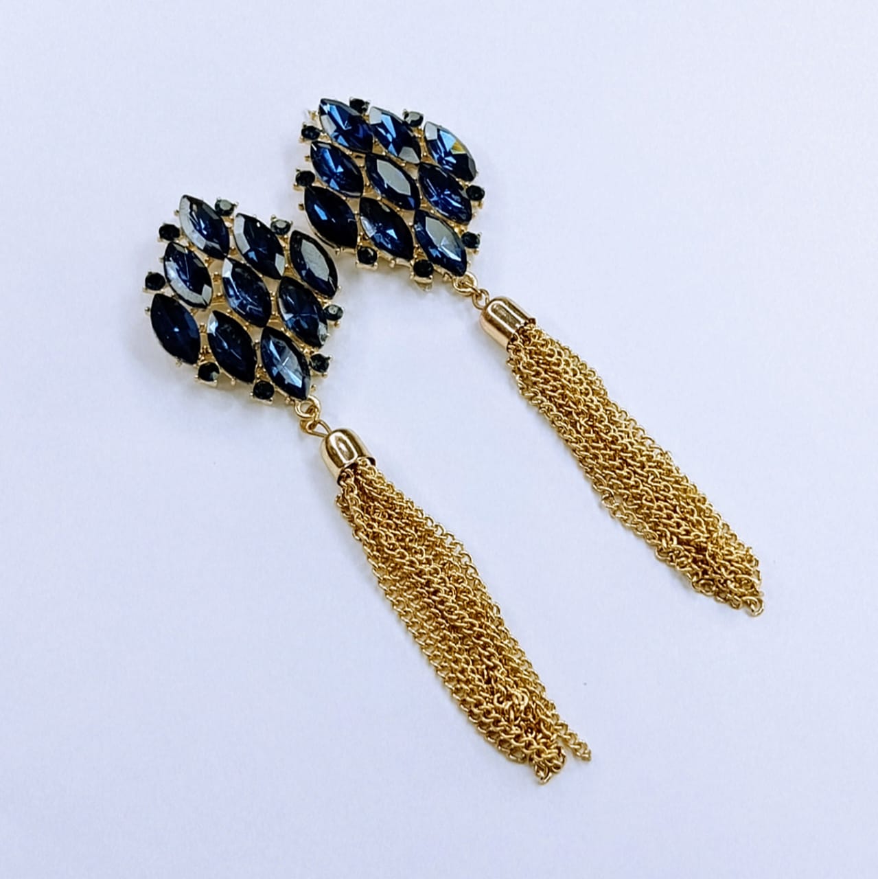 The Jeweled Tassel Drops | Marquise Cluster & Chain Fringe