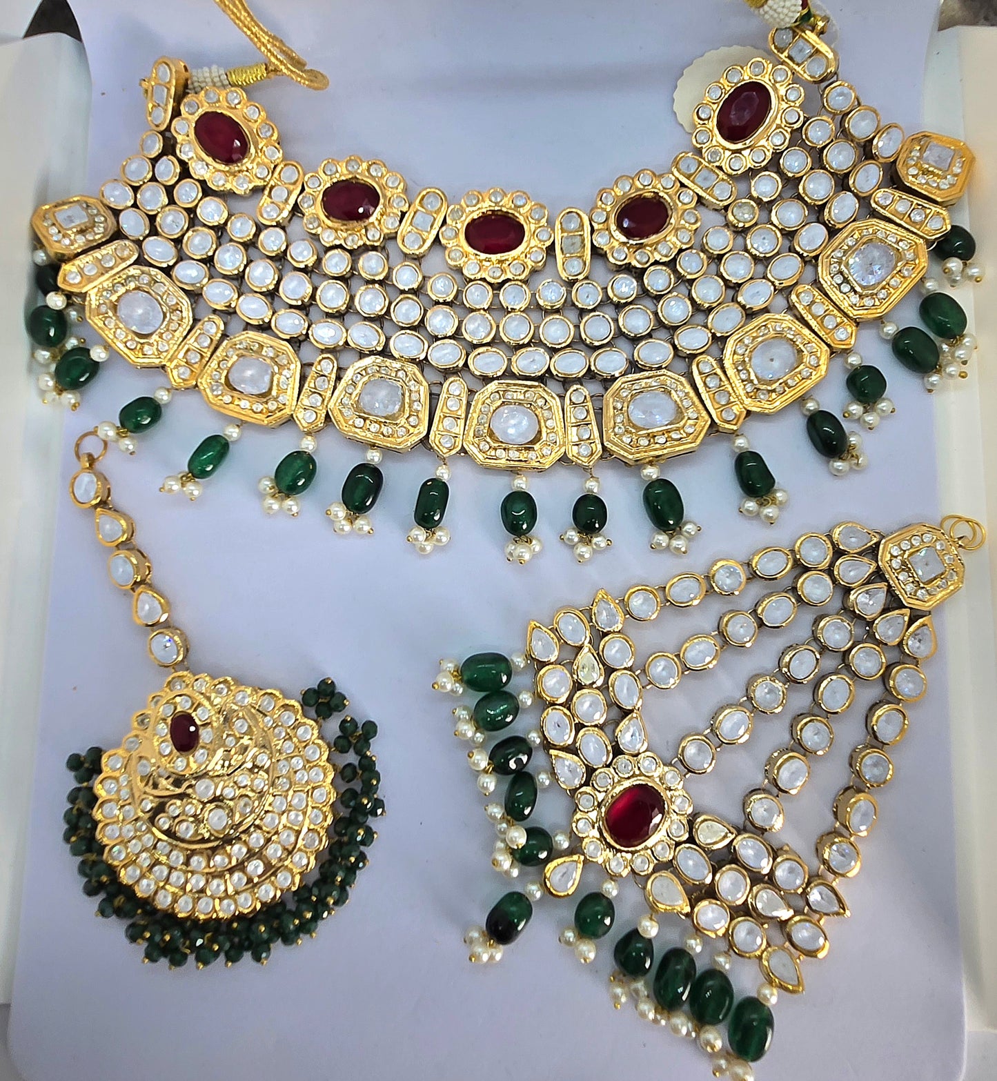 Jahan Ara Gold-plated Polki Bridal Choker with Rani Haar