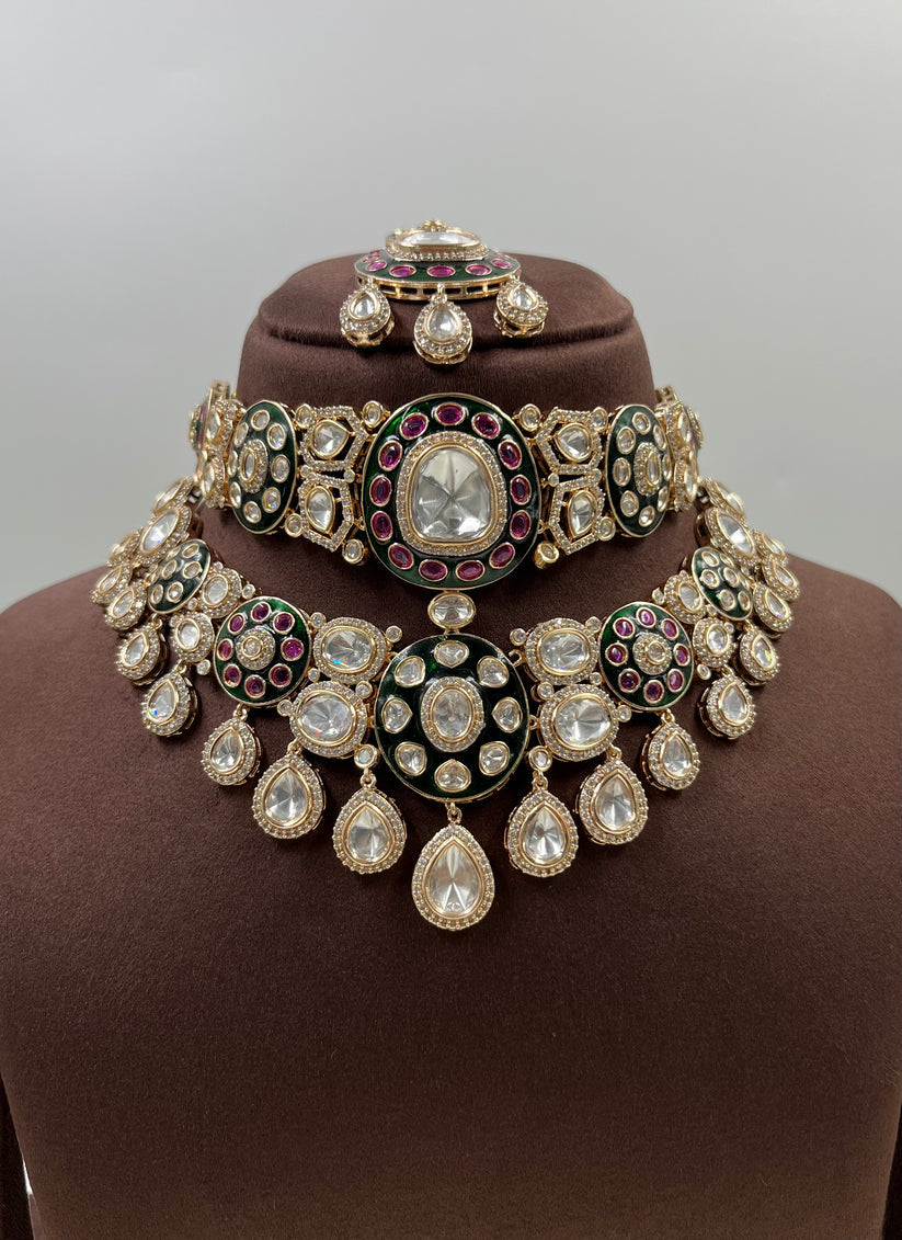Mahtab Moissanite Polki Bridal Choker Set