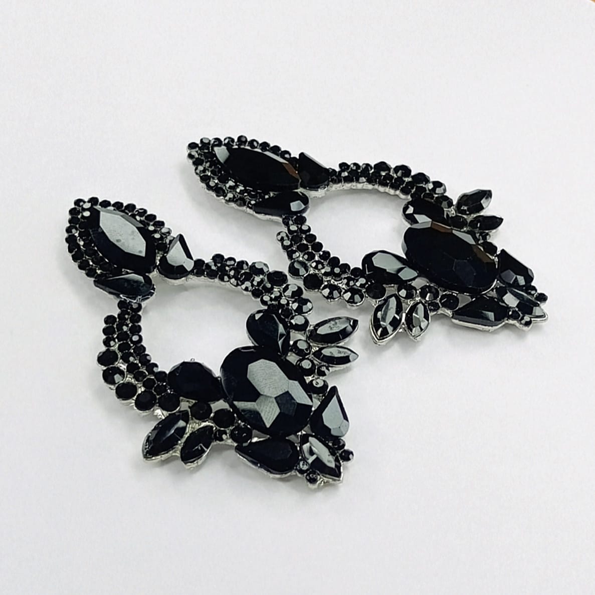 The Cognac Bloom Hoops | Textured Crystal Ring & Jeweled Drop