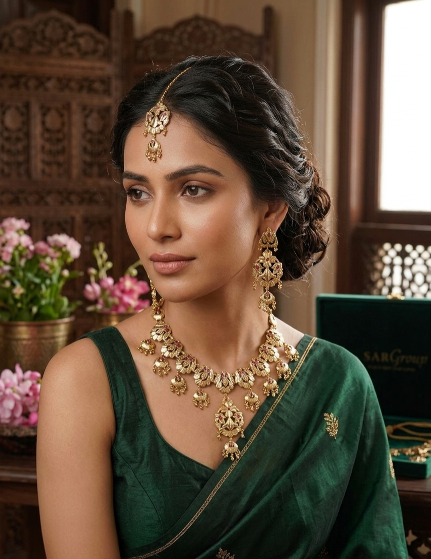 Zarmin Hyderabadi Jadua Gold-plated Necklace Set