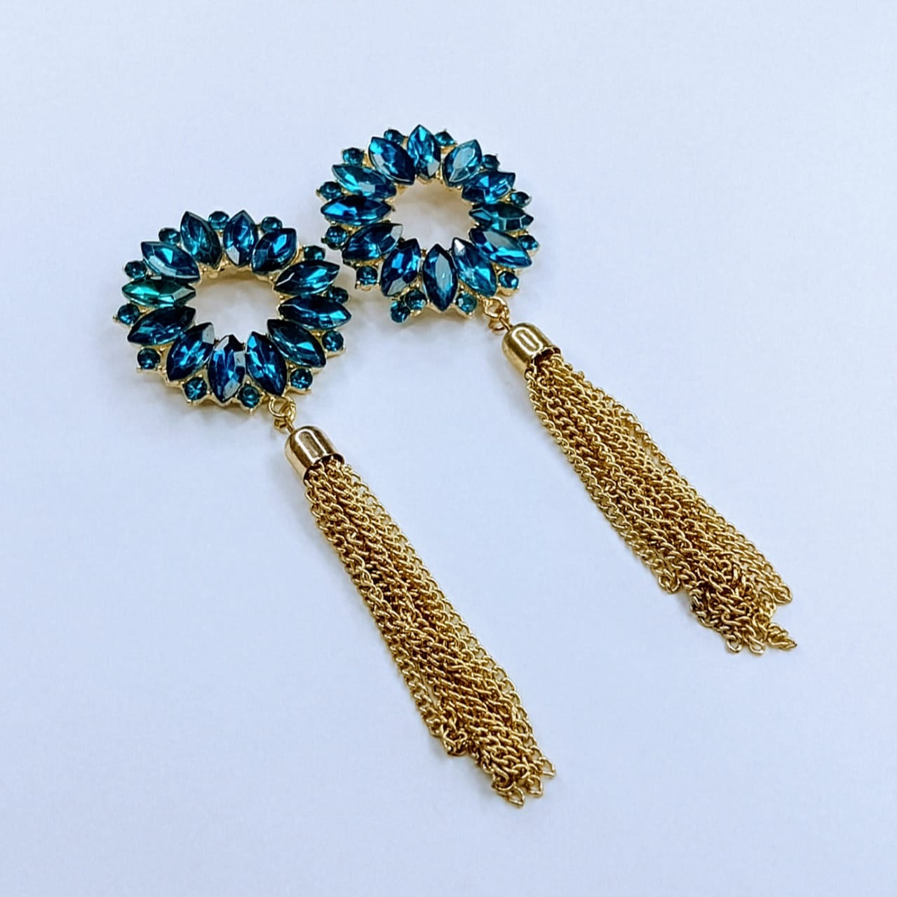 The Crystal Wreath Tassel Drops | Jeweled Hoop & Chain Fringe