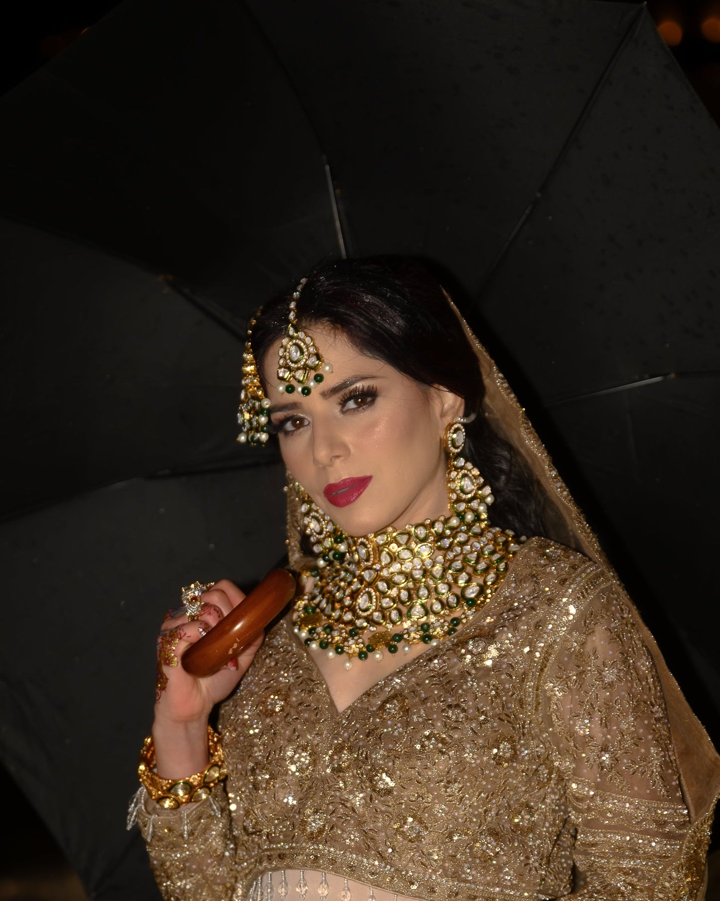 Noor-ul-Qamar Gold-plated Polki Bridal Choker Set