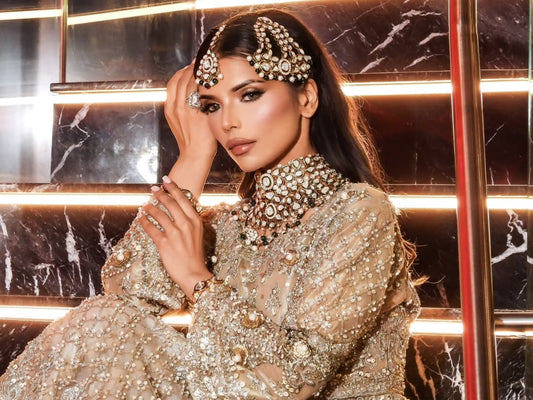 Noor-ul-Qamar Gold-plated Polki Bridal Choker Set