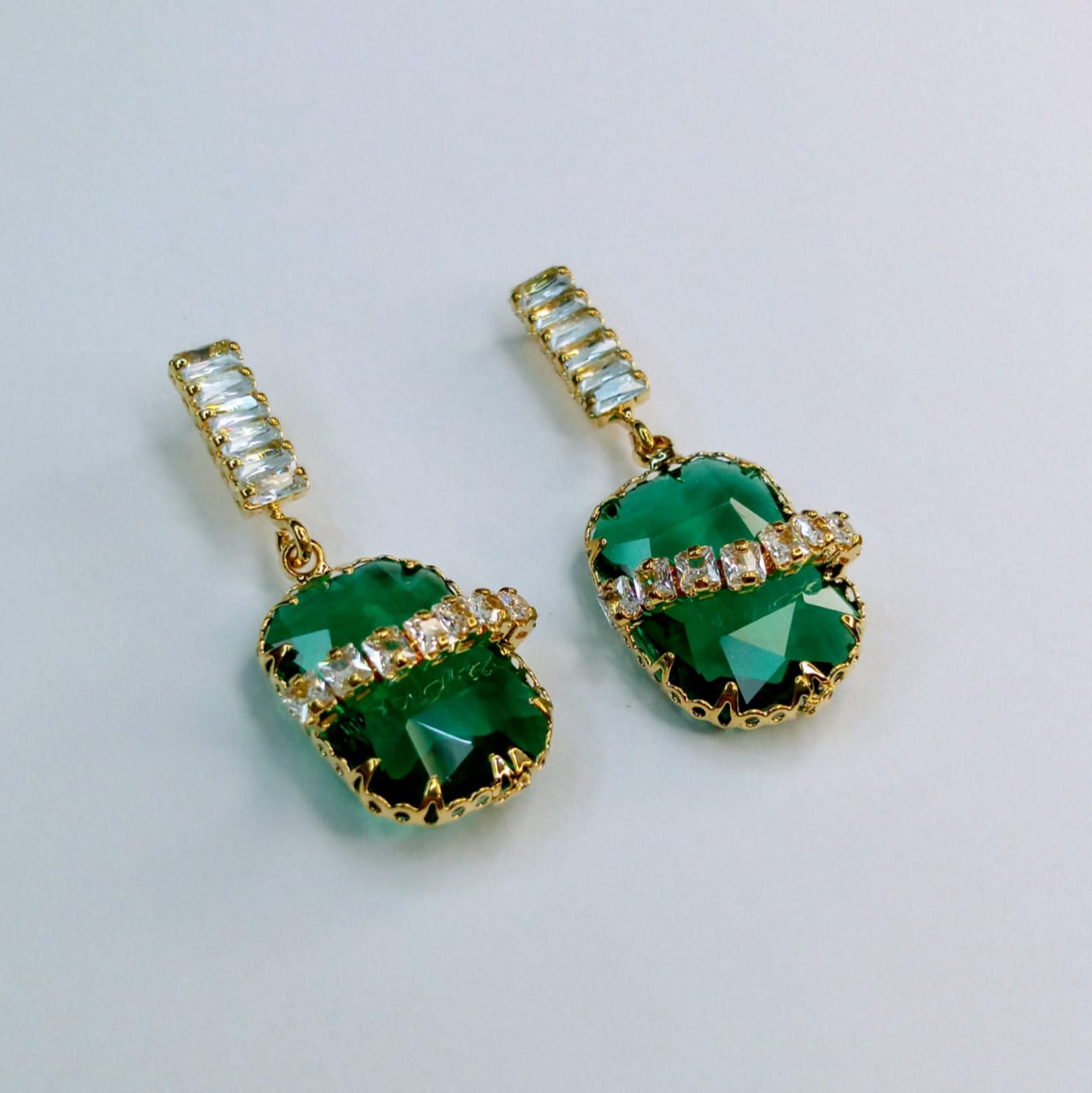 The Gemstone Bar Drops | Emerald-Cut Crystal & Diamond Band