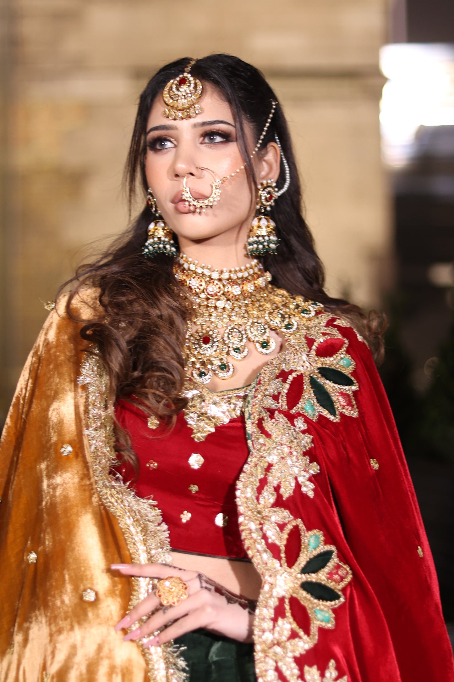 Taj-ul-Aroos Gold-plated Polki Bridal Set