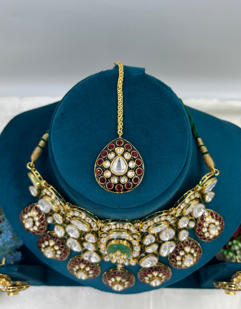 Zeenat Meenakari and Moissanite Polki Bridal Set