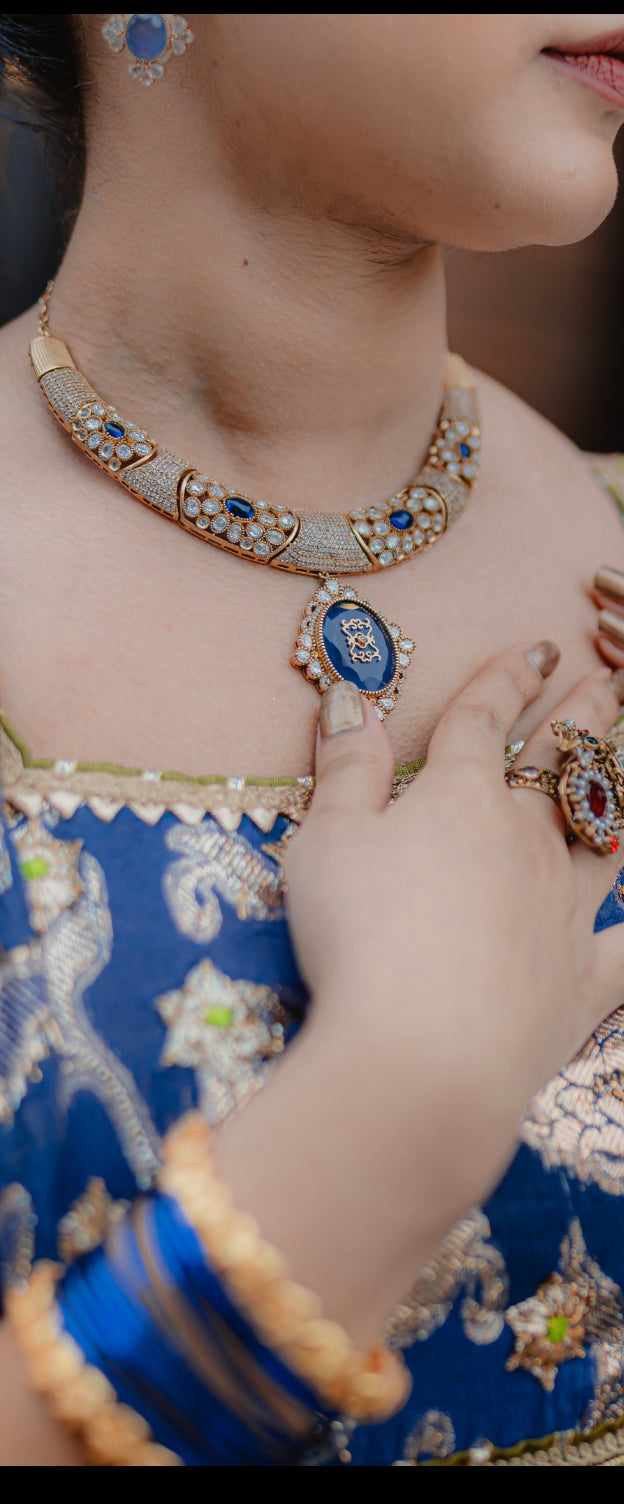Royal Moissanite and Doublet Statement Necklace Set