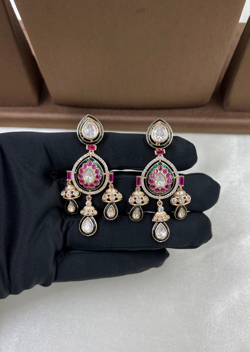 Firdous Moissanite Polki Bridal Necklace Set (Made to Order)