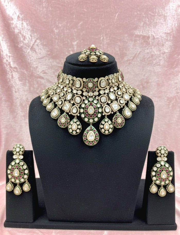 Aarya Moissanite Polki Bridal Choker Set