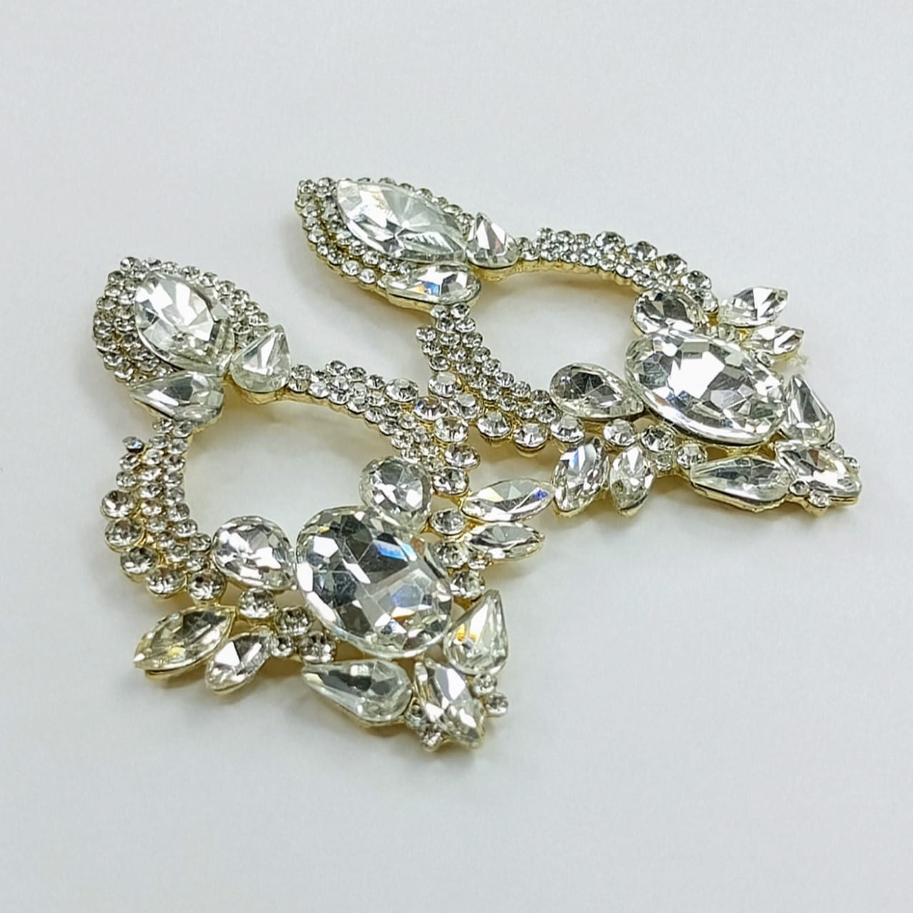 The Cognac Bloom Hoops | Textured Crystal Ring & Jeweled Drop