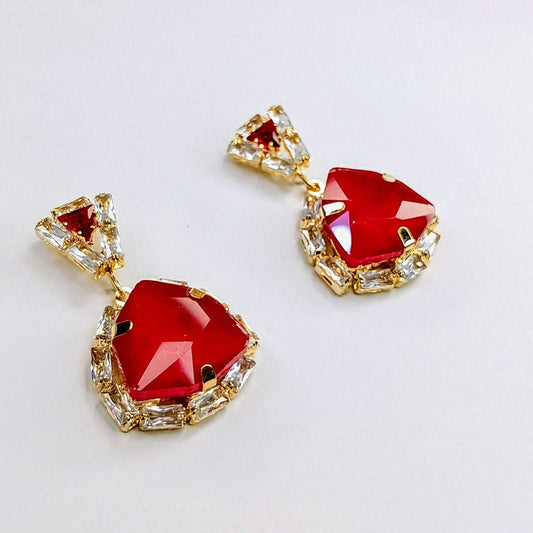 The Ruby Heart Halo Drops | Geometric Stone & Crystal Accents