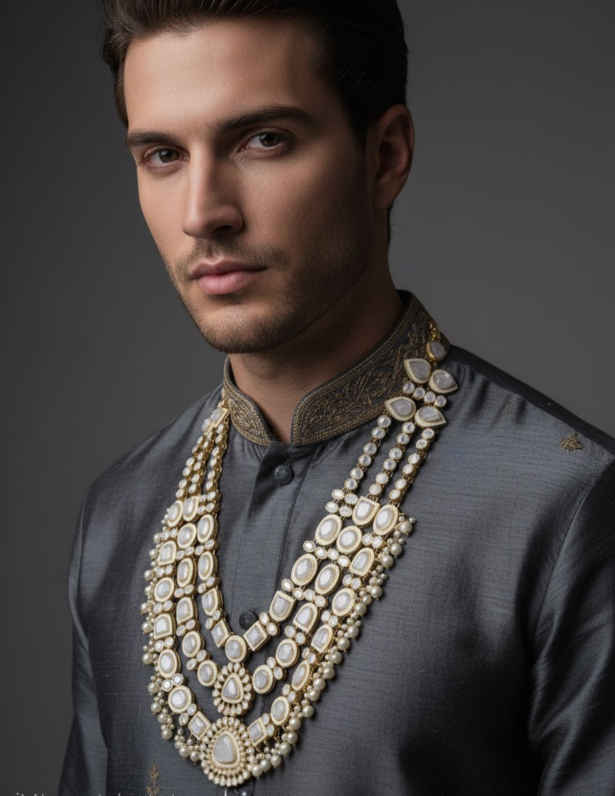 Sheesh Mahal Gold-plated Polki Mala