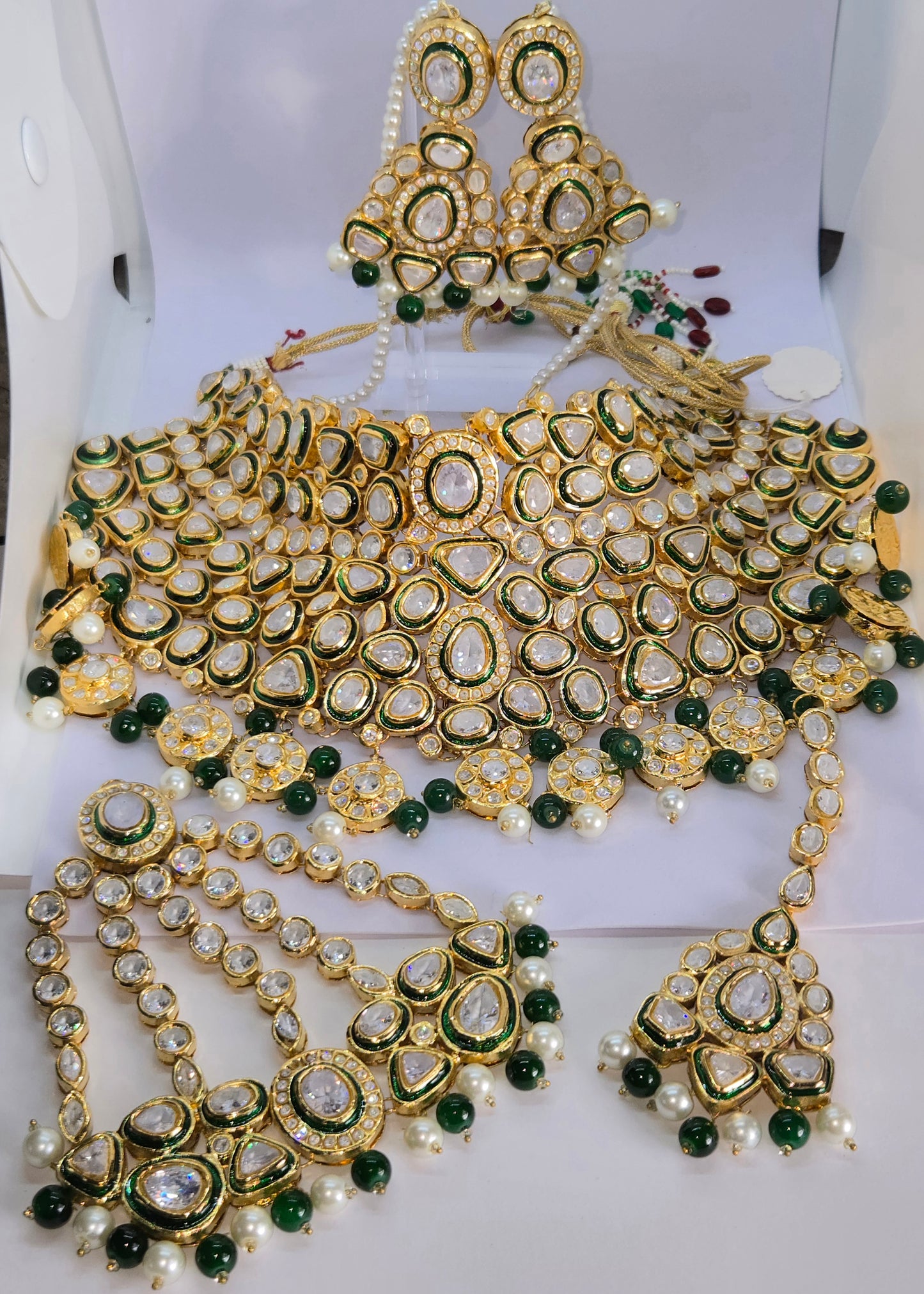 Noor-ul-Qamar Gold-plated Polki Bridal Choker Set