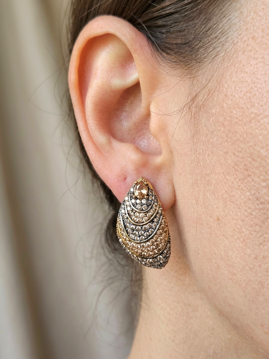 The Ocean Wave Studs | Pavé Statement Dome Earrings