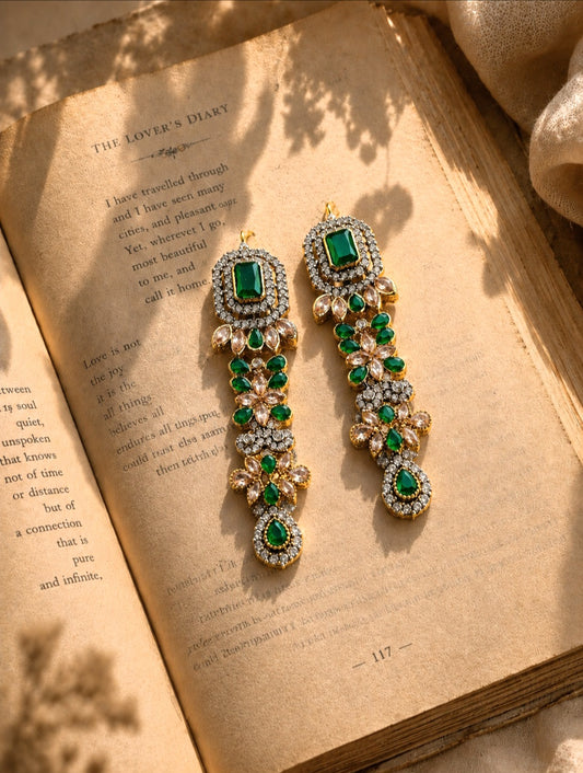 The Emerald Blossom Drops | Royal Green Gemstone Earrings
