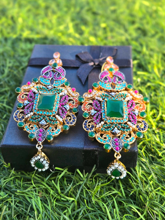 Gulbadan | Multicolour stone earrings