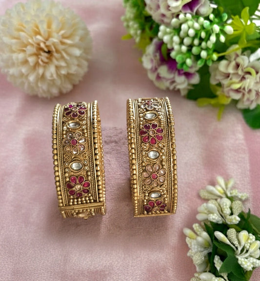 Ruby Gold-plated Rajwadi Bangles