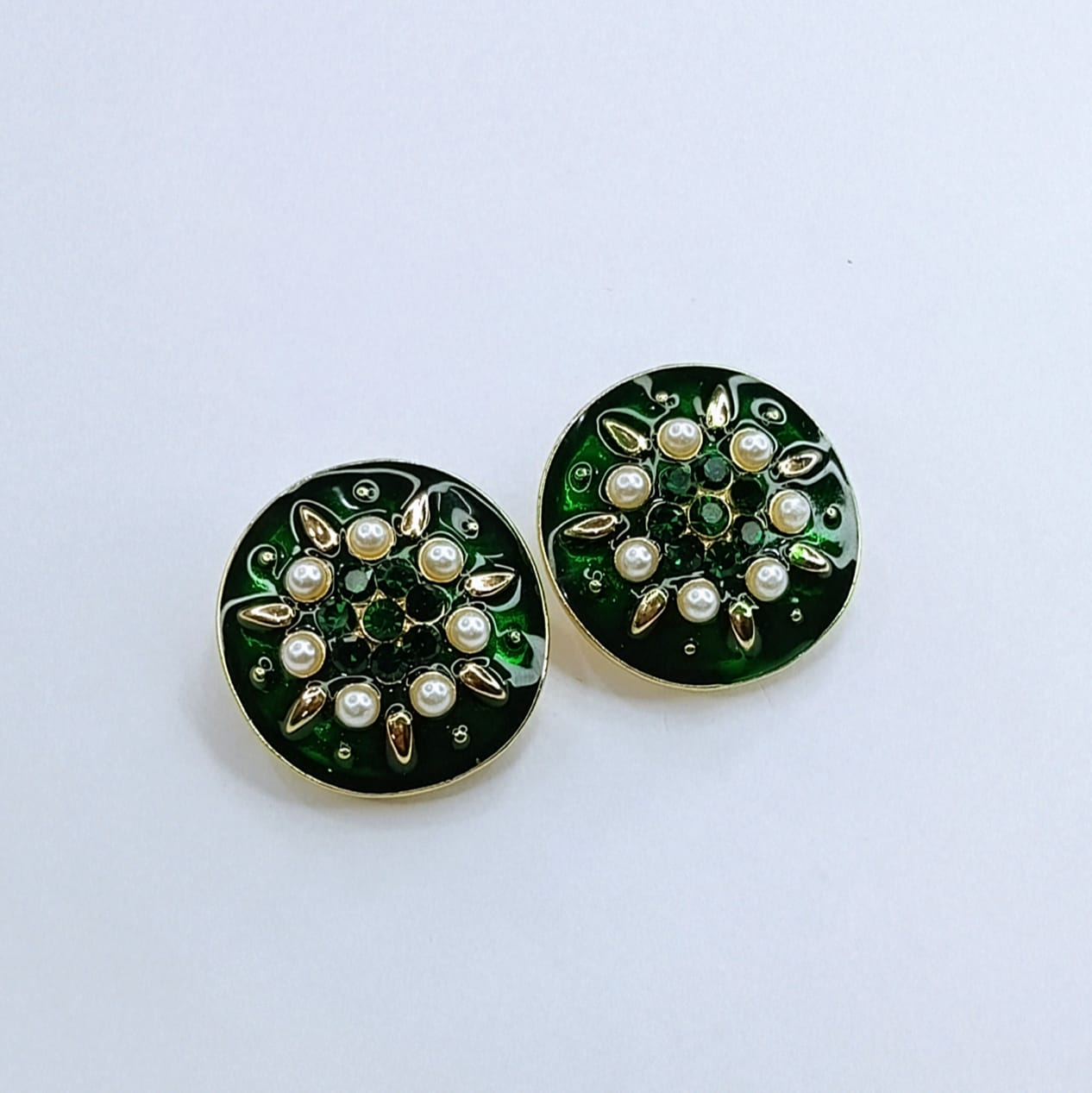 The Meenakari Floret Studs | Enamel & Pearl Cluster