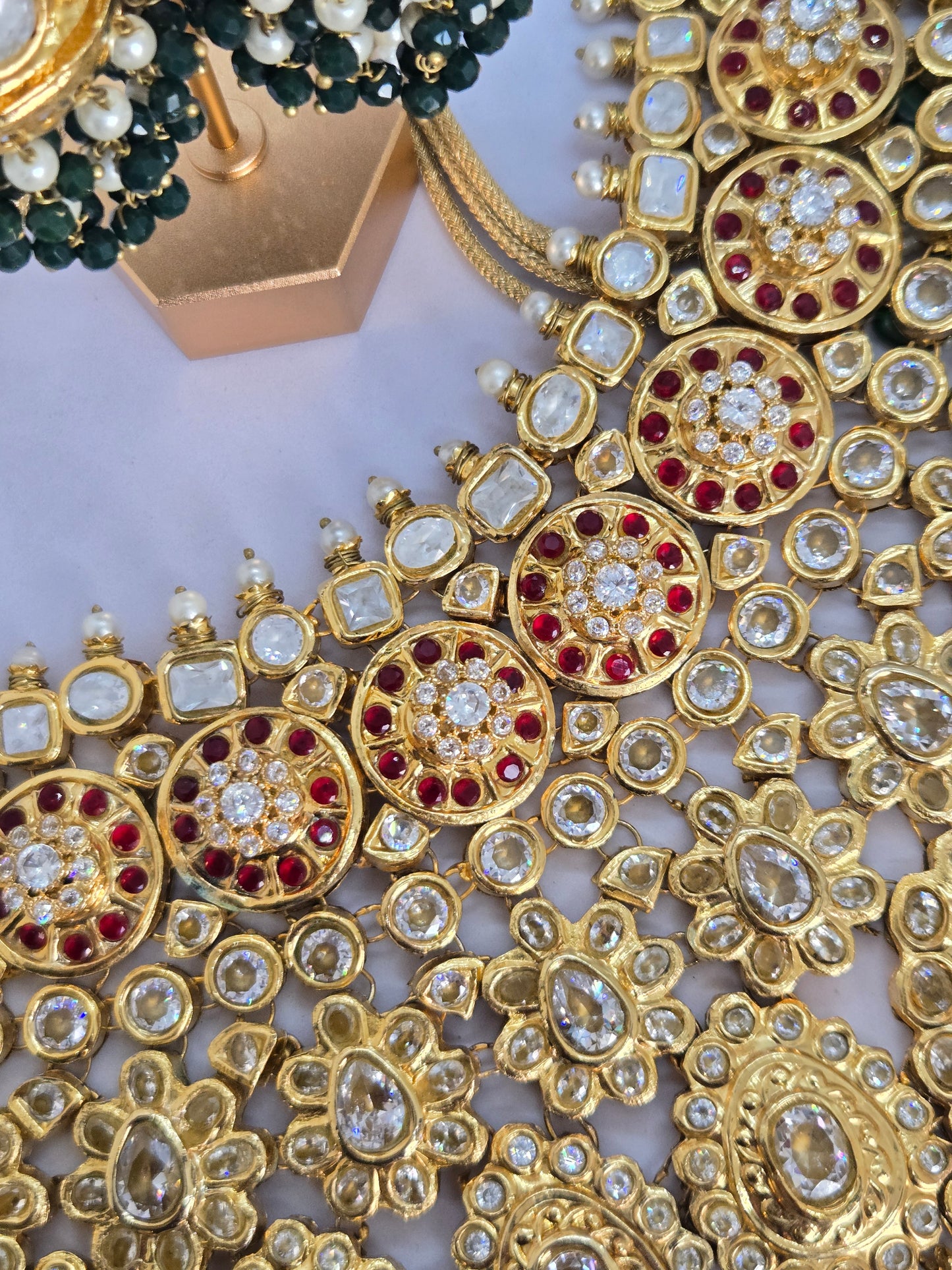 Taj-ul-Aroos Gold-plated Polki Bridal Set