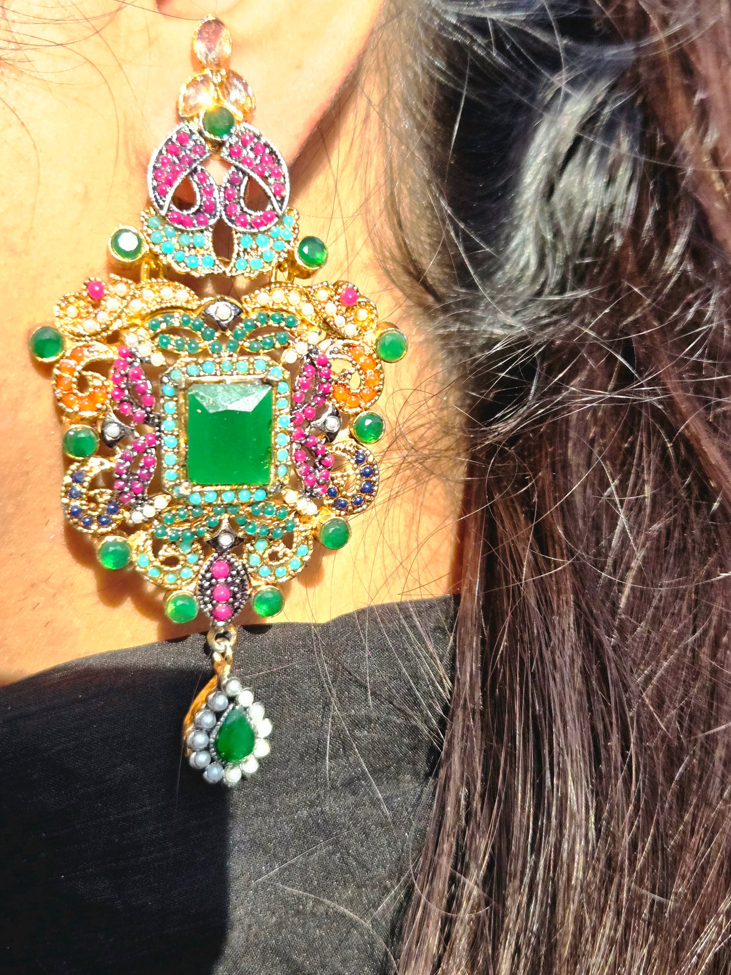 Gulbadan | Multicolour stone earrings