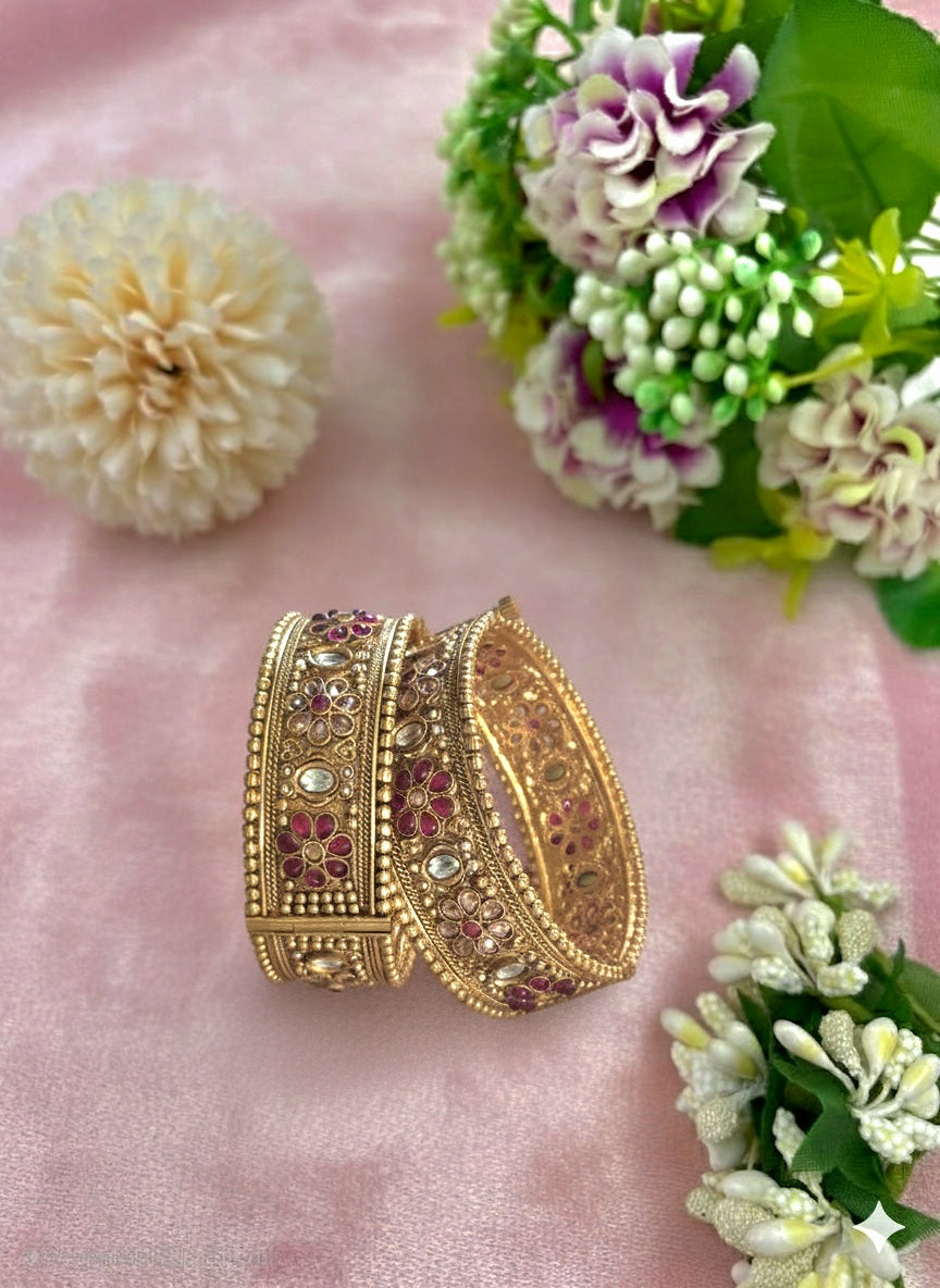 Ruby Gold-plated Rajwadi Bangles
