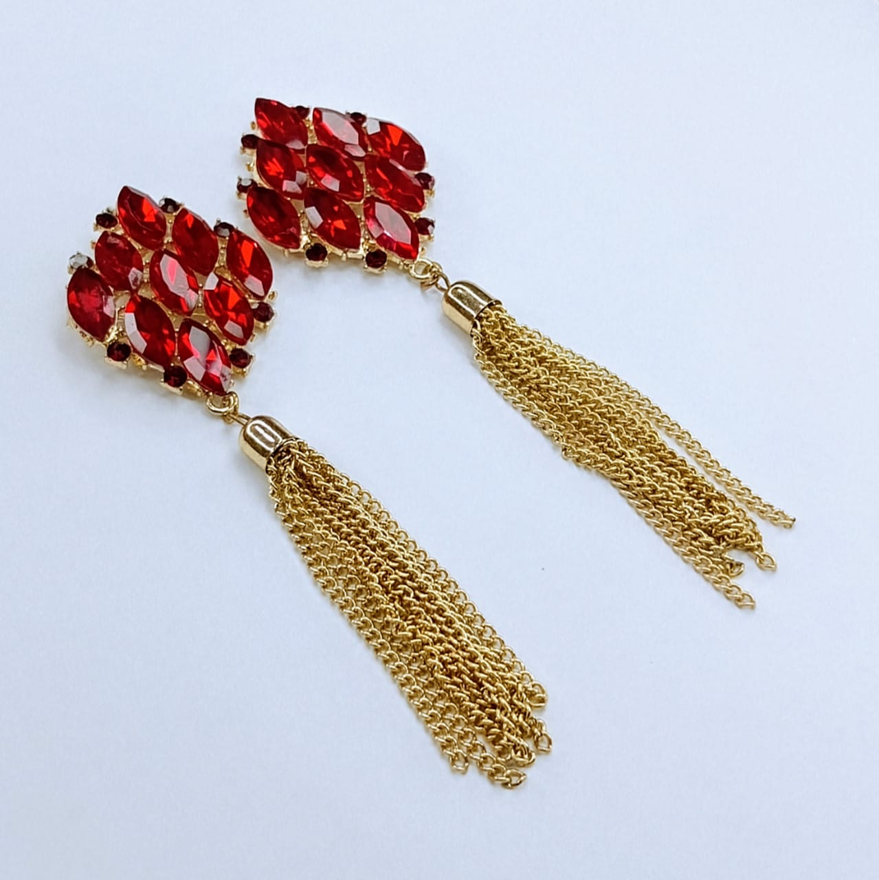 The Jeweled Tassel Drops | Marquise Cluster & Chain Fringe