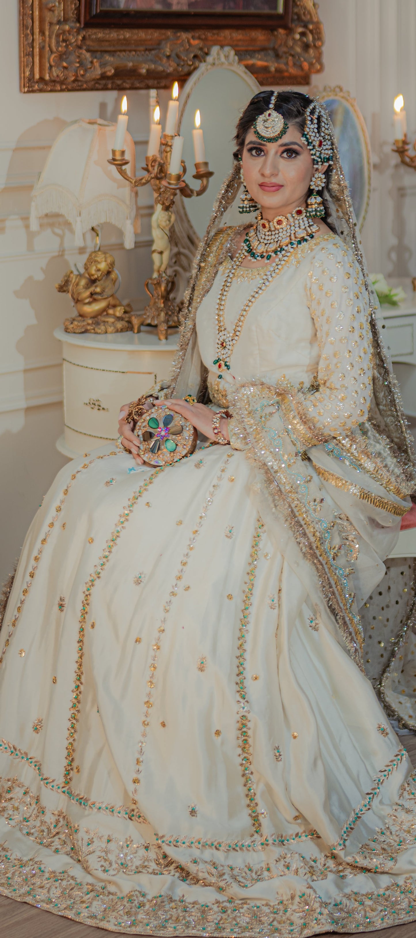 Jahan Ara Gold-plated Polki Bridal Choker with Rani Haar