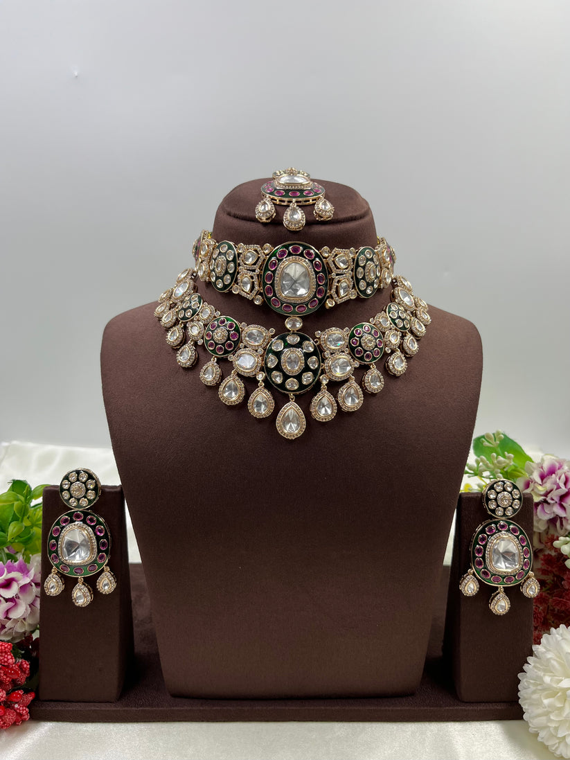 Mahtab Moissanite Polki Bridal Choker Set