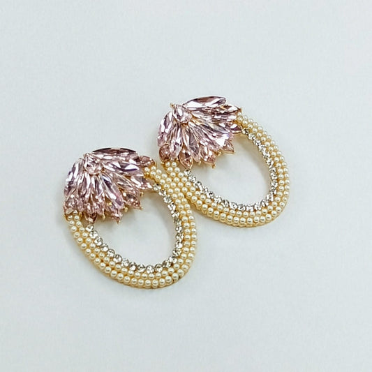 The Jeweled Pearl Teardrop Hoops | Marquise Cluster & Bead Frame