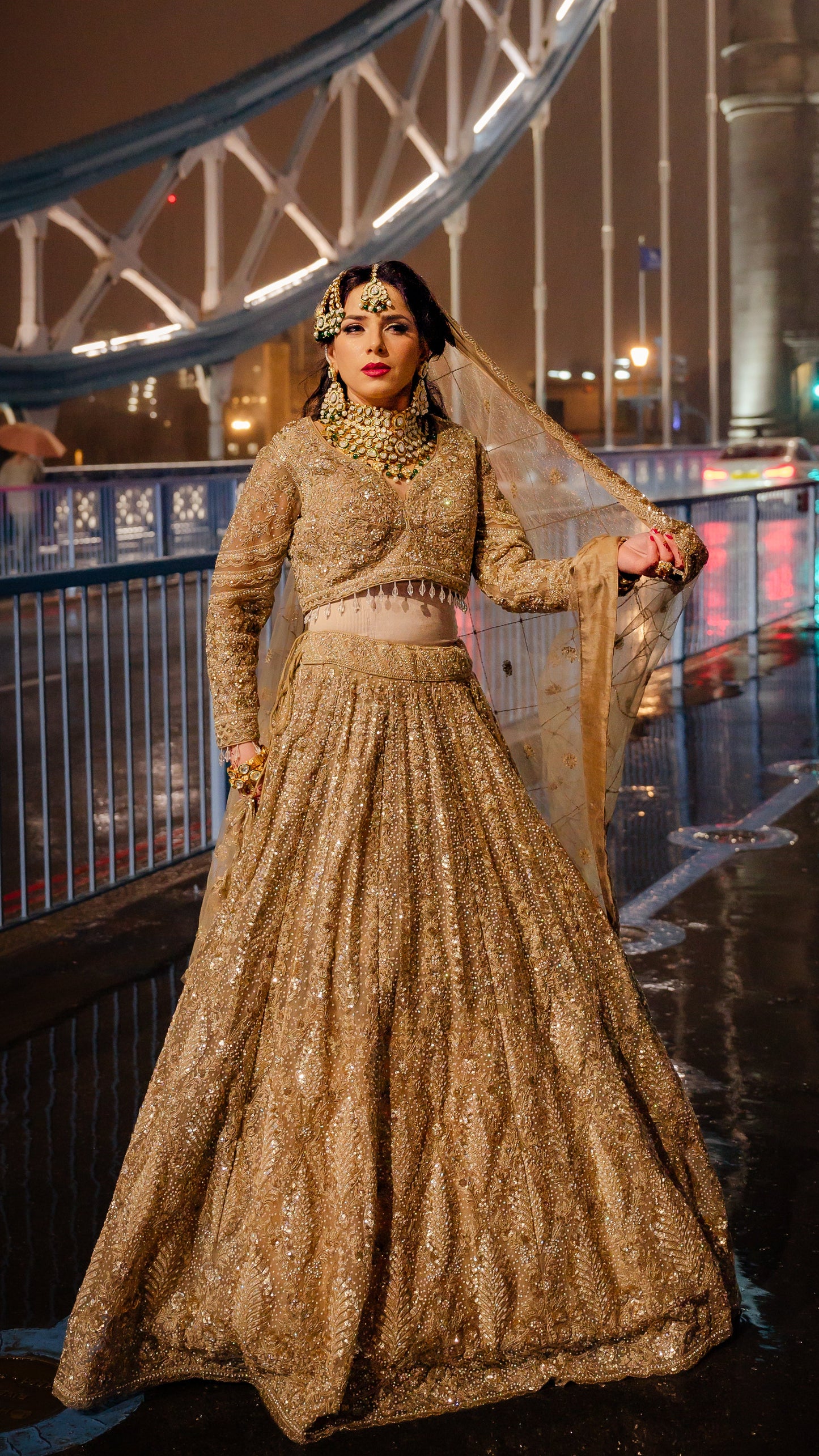 Noor-ul-Qamar Gold-plated Polki Bridal Choker Set