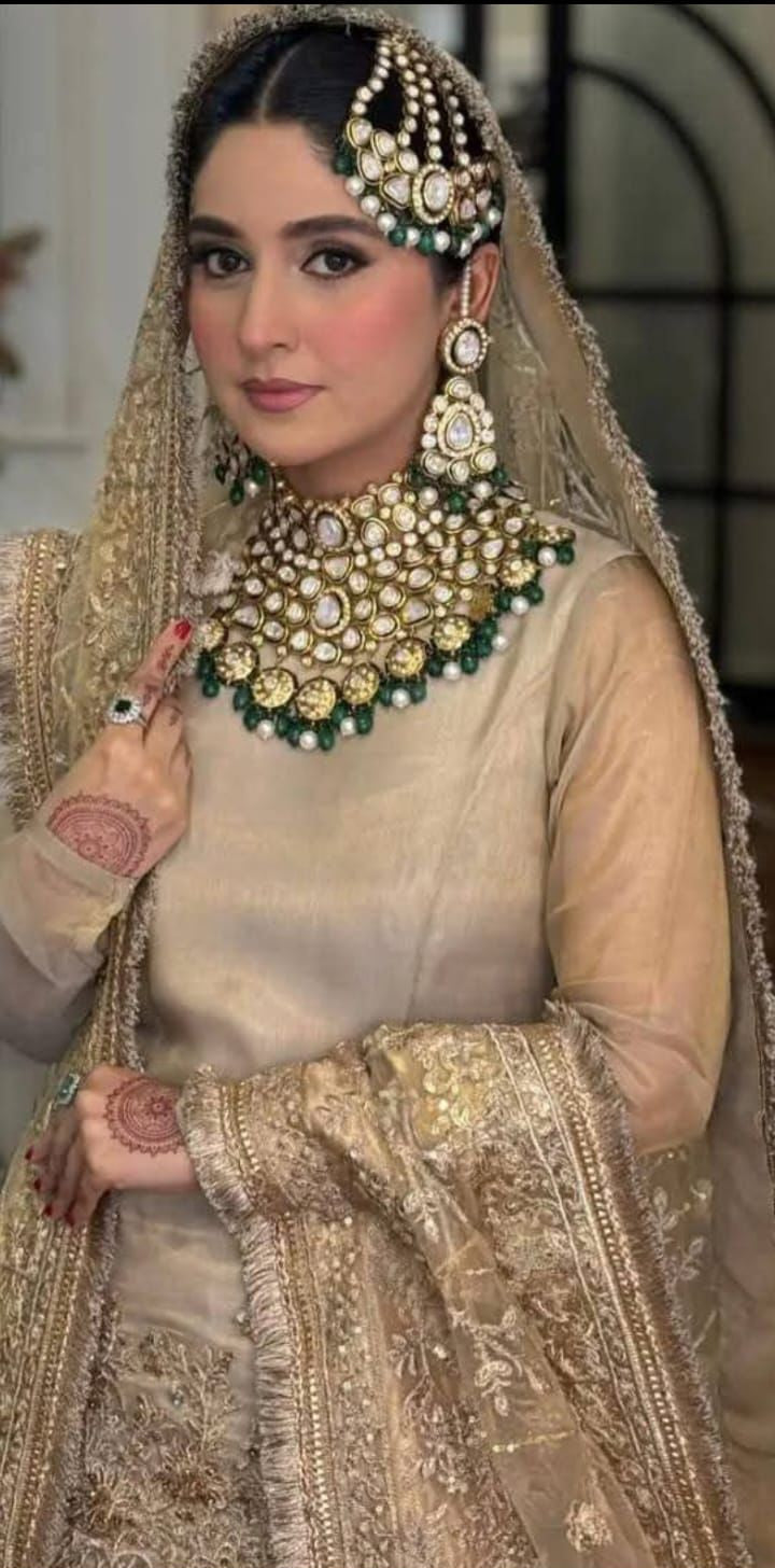 Noor-ul-Qamar Gold-plated Polki Bridal Choker Set