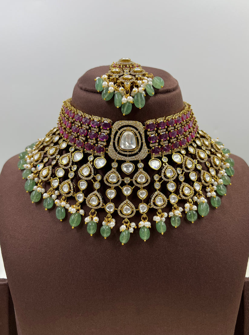 Shahi Bagh Moissanite Polki Bridal Choker Set