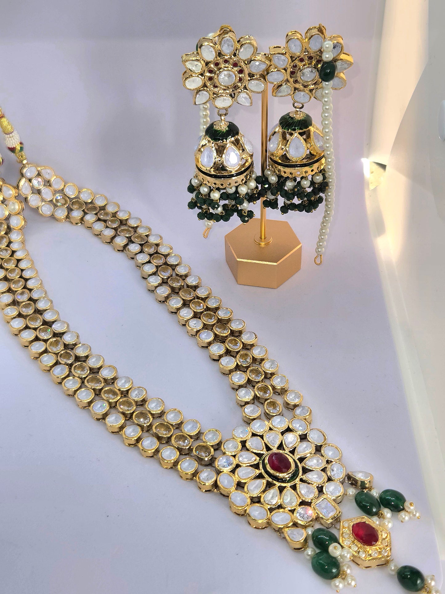 Jahan Ara Gold-plated Polki Bridal Choker with Rani Haar