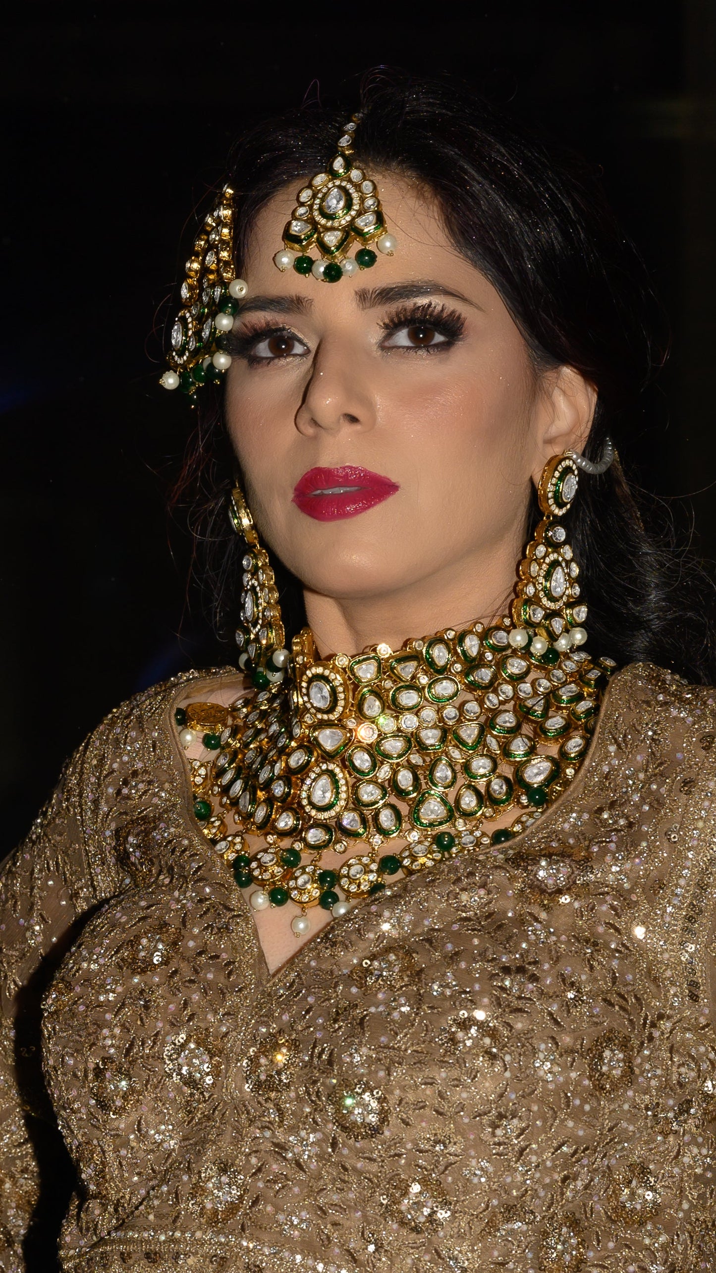 Noor-ul-Qamar Gold-plated Polki Bridal Choker Set
