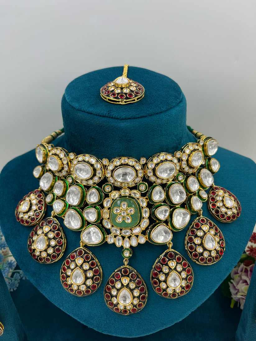 Zeenat Meenakari and Moissanite Polki Bridal Set