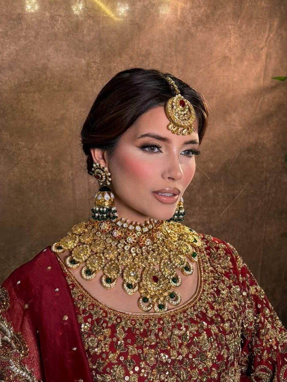Taj-ul-Aroos Gold-plated Polki Bridal Set