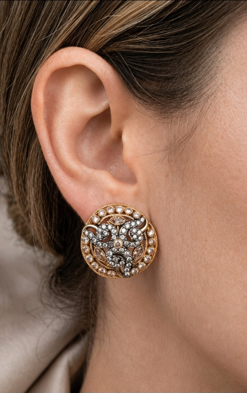 The Byzantine Studs | Antique Crystal Dome Earrings