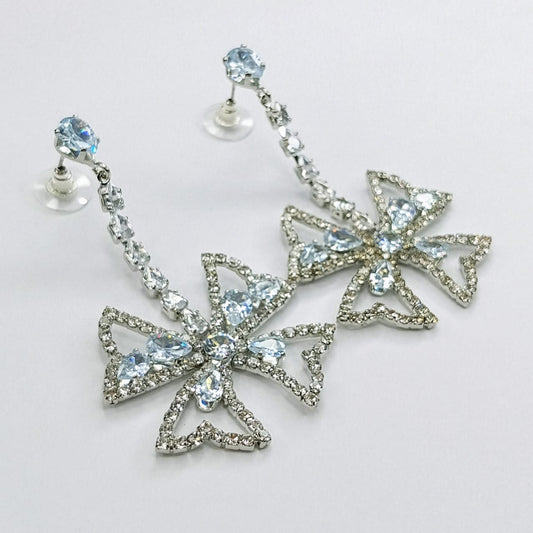 The Sky Blue Diamante Bow Drops | Crystal Stream & Motif