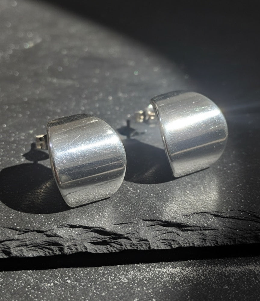 Gilded Sculpt | Architectural High-Polish Statement Studs in Gold & Silver-Tone