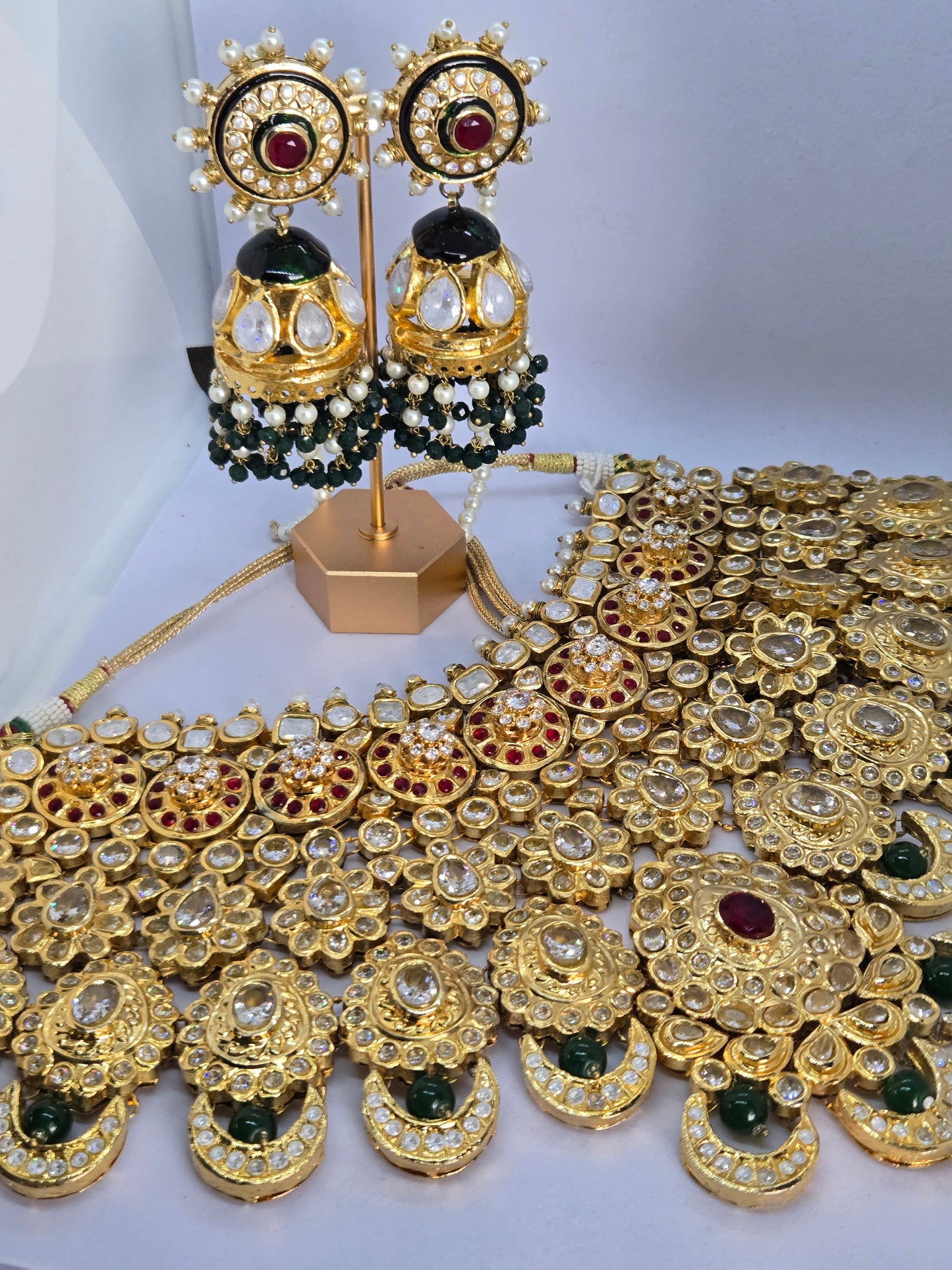Taj-ul-Aroos Gold-plated Polki Bridal Set