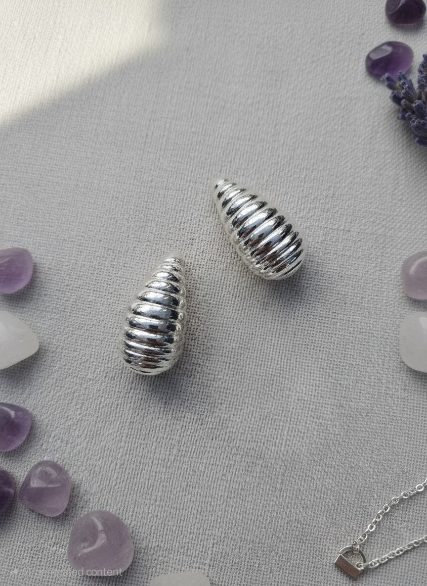 Croissant | Ribbed Sculptural Stud Earrings in Gold & Silver-Tone